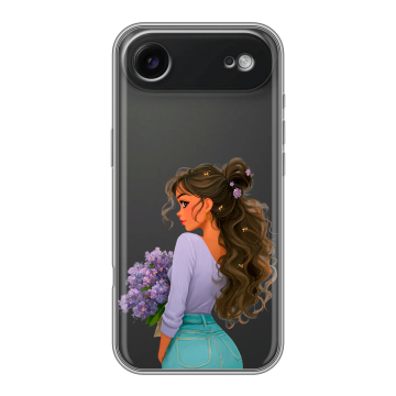 Силиконовый чехол на Iphone 17 Air с принтом девушка цветы Силиконовый чехол на Iphone 17 Air с принтом девушка цветы