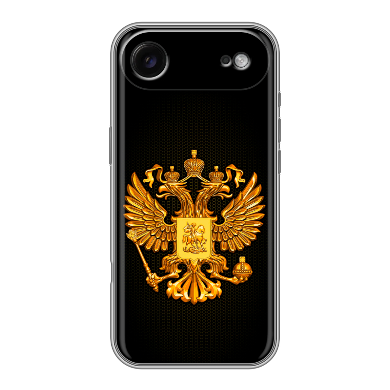 Силиконовый чехол на Iphone 17 Air с принтом Герб России желтый Силиконовый чехол на Iphone 17 Air с принтом Герб России желтый