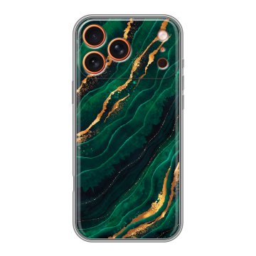Силиконовый чехол на Iphone 17 Pro с принтом Мрамор зеленое золото
