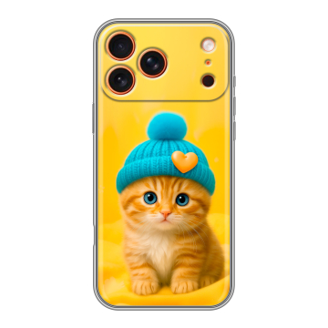 Силиконовый чехол на Iphone 17 Pro с принтом Котенок в шапке Силиконовый чехол на Iphone 17 Pro с принтом Котенок в шапке