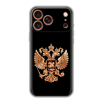 Силиконовый чехол на Iphone 17 Pro с принтом Герб России золотой Силиконовый чехол на Iphone 17 Pro с принтом Герб России золотой