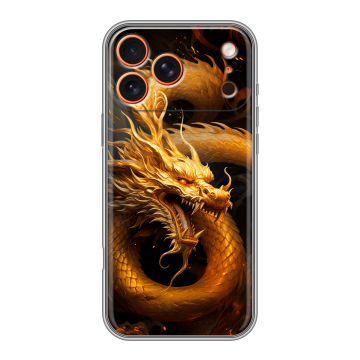 Силиконовый чехол на Iphone 17 Pro с принтом Золотой дракон Силиконовый чехол на Iphone 17 Pro с принтом Золотой дракон