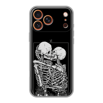 Силиконовый чехол на Iphone 17 Pro с принтом Поцелуй скелетов Силиконовый чехол на Iphone 17 Pro с принтом Поцелуй скелетов