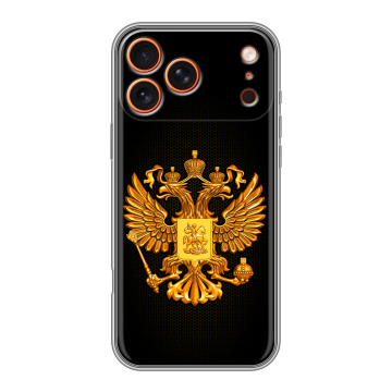 Силиконовый чехол на Iphone 17 Pro с принтом Герб России желтый Силиконовый чехол на Iphone 17 Pro с принтом Герб России желтый