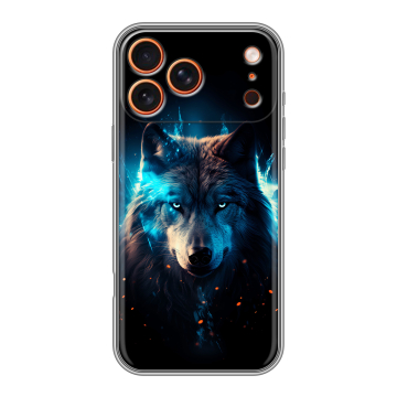 Силиконовый чехол на Iphone 17 Pro с принтом Волк ночной