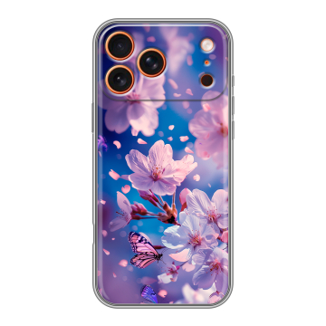 Силиконовый чехол на Iphone 17 Pro с принтом цветы бабочки Силиконовый чехол на Iphone 17 Pro с принтом цветы бабочки