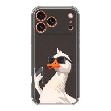 Силиконовый чехол на Iphone 17 Pro с принтом утка в очках Силиконовый чехол на Iphone 17 Pro с принтом утка в очках