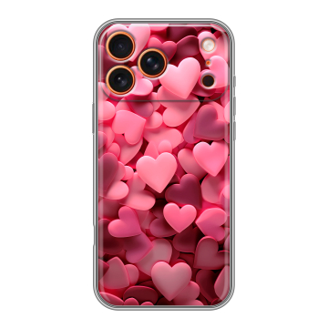 Силиконовый чехол на Iphone 17 Pro с принтом розовые сердечки Силиконовый чехол на Iphone 17 Pro с принтом розовые сердечки