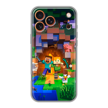 Силиконовый чехол на Iphone 17 Pro с принтом Майнкрафт Minecraft Силиконовый чехол на Iphone 17 Pro с принтом Майнкрафт Minecraft