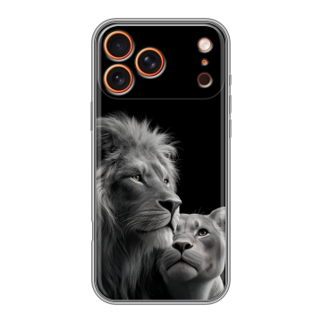 Силиконовый чехол на Iphone 17 Pro с принтом Лев кошки