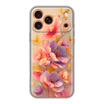 Силиконовый чехол на Iphone 17 Pro с принтом Цветы и бабочки