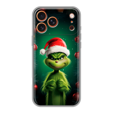 Силиконовый чехол на Iphone 17 Pro с принтом Гринч Новый год Рождество
