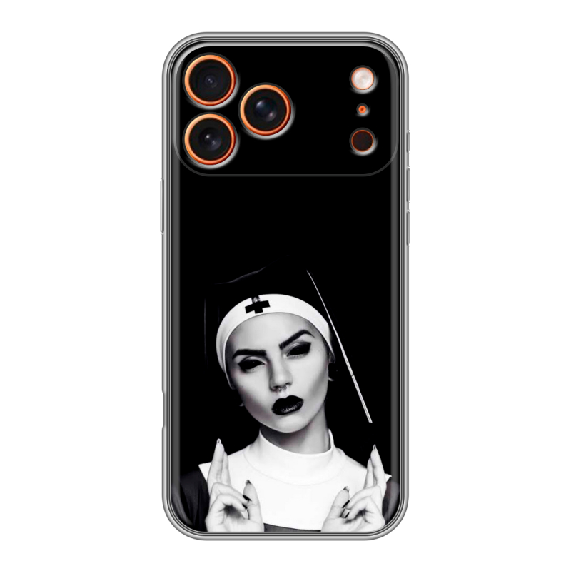 Силиконовый чехол на Iphone 17 Pro с принтом монашка Силиконовый чехол на Iphone 17 Pro с принтом монашка