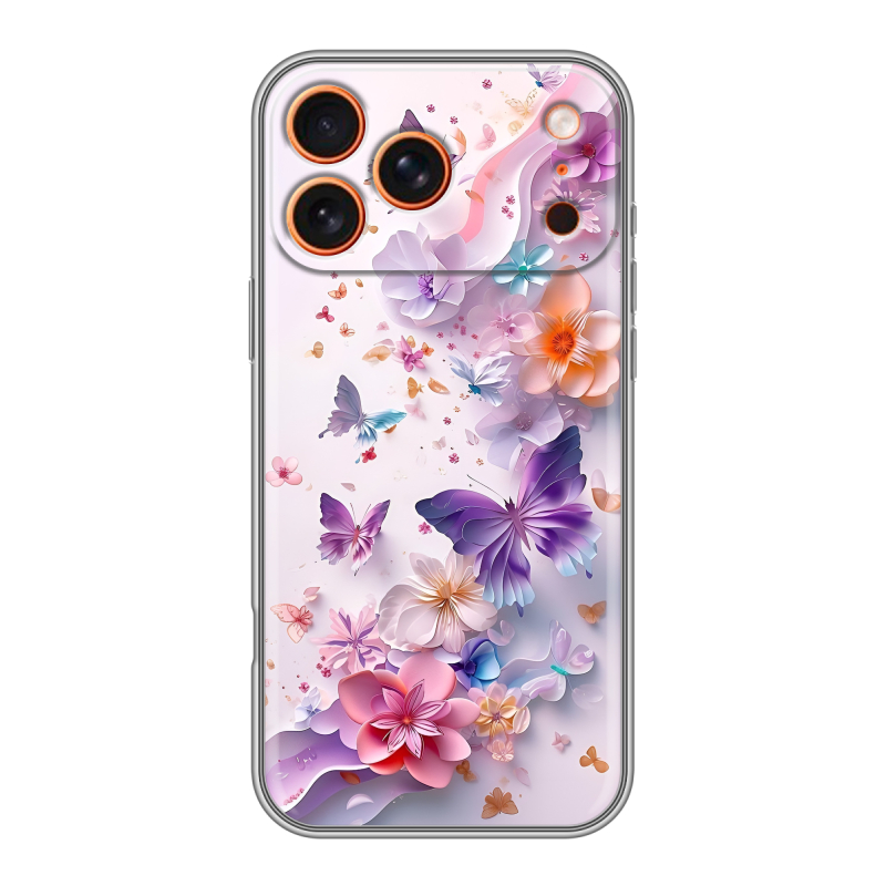 Силиконовый чехол на Iphone 17 Pro с принтом цветы бабочки Силиконовый чехол на Iphone 17 Pro с принтом цветы бабочки