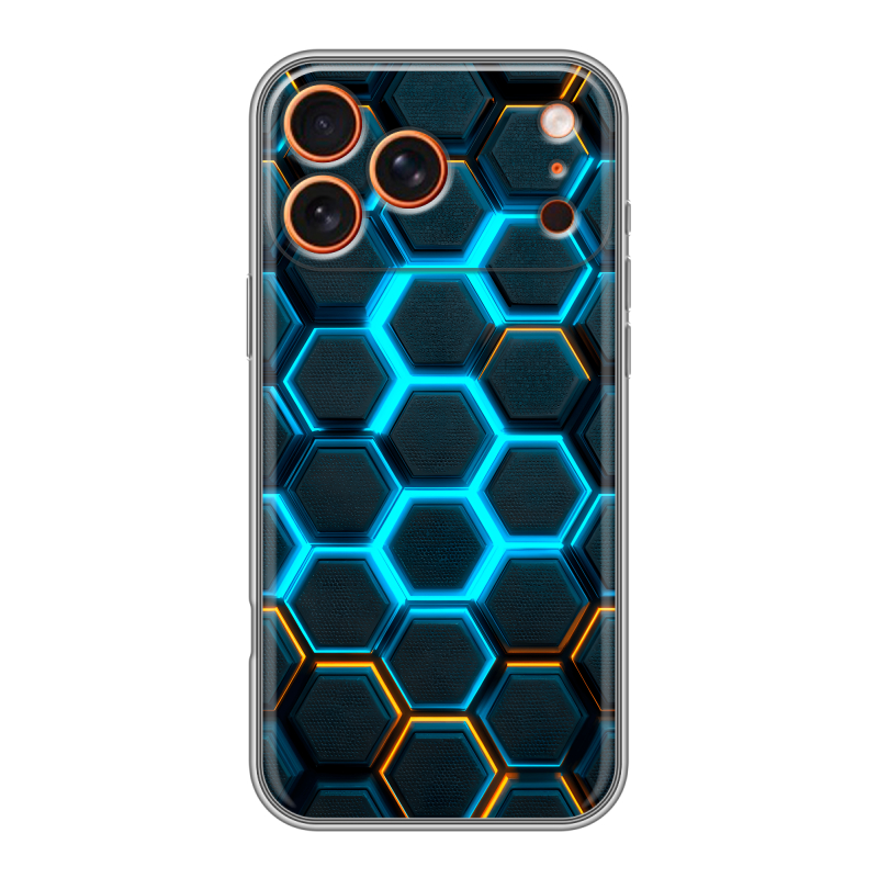 Силиконовый чехол на Iphone 17 Pro с принтом Неоновые соты Силиконовый чехол на Iphone 17 Pro с принтом Неоновые соты
