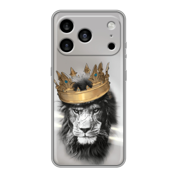Силиконовый чехол на Iphone 17 Pro Max с принтом Лев с короной Силиконовый чехол на Iphone 17 Pro Max с принтом Лев с короной