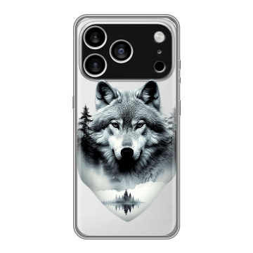 Силиконовый чехол на Iphone 17 Pro Max с принтом Волк в лесу Силиконовый чехол на Iphone 17 Pro Max с принтом Волк в лесу