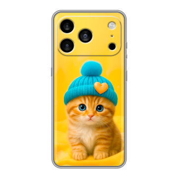 Силиконовый чехол на Iphone 17 Pro Max с принтом Котенок в шапке Силиконовый чехол на Iphone 17 Pro Max с принтом Котенок в шапке
