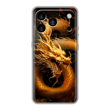 Силиконовый чехол на Iphone 17 Pro Max с принтом Золотой дракон Силиконовый чехол на Iphone 17 Pro Max с принтом Золотой дракон