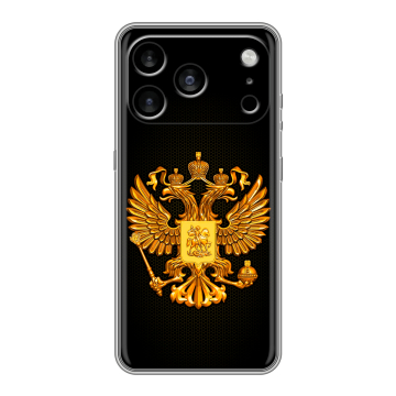 Силиконовый чехол на Iphone 17 Pro Max с принтом Герб России желтый Силиконовый чехол на Iphone 17 Pro Max с принтом Герб России желтый