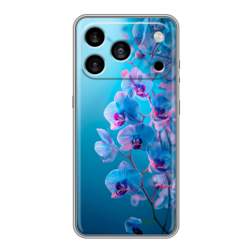 Силиконовый чехол на Iphone 17 Pro Max с принтом голубые орхидеи Силиконовый чехол на Iphone 17 Pro Max с принтом голубые орхидеи