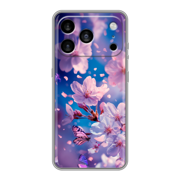 Силиконовый чехол на Iphone 17 Pro Max с принтом цветы бабочки Силиконовый чехол на Iphone 17 Pro Max с принтом цветы бабочки