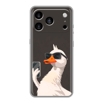 Силиконовый чехол на Iphone 17 Pro Max с принтом утка в очках Силиконовый чехол на Iphone 17 Pro Max с принтом утка в очках