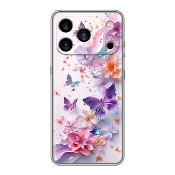 Силиконовый чехол на Iphone 17 Pro Max с принтом цветы бабочки