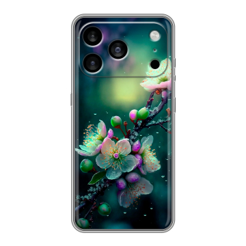 Силиконовый чехол на Iphone 17 Pro Max с принтом Цветы и мрамор