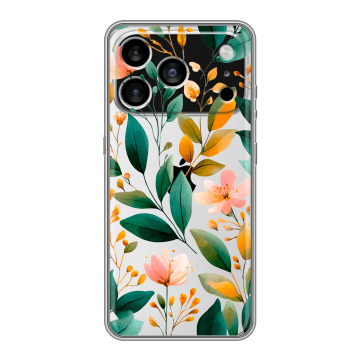 Силиконовый чехол на Iphone 17 Pro Max с принтом Цветы паттерн