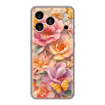 Силиконовый чехол на Iphone 17 Pro Max с принтом Цветы и бабочки