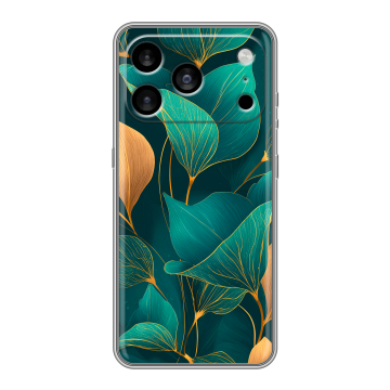 Силиконовый чехол на Iphone 17 Pro Max с принтом Листья и золото