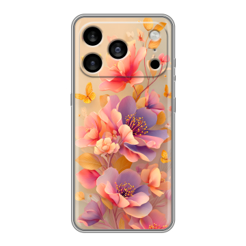 Силиконовый чехол на Iphone 17 Pro Max с принтом Цветы и бабочки