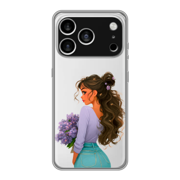 Силиконовый чехол на Iphone 17 Pro Max с принтом девушка цветы