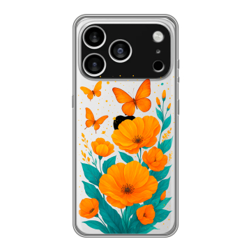 Силиконовый чехол на Iphone 17 Pro Max с принтом цветы бабочки