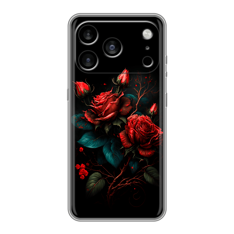Силиконовый чехол на Iphone 17 Pro Max с принтом Розы красные Силиконовый чехол на Iphone 17 Pro Max с принтом Розы красные