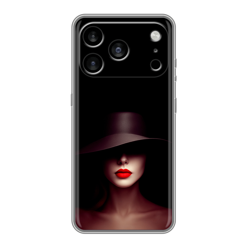Силиконовый чехол на Iphone 17 Pro Max с принтом Девушка в шляпе Силиконовый чехол на Iphone 17 Pro Max с принтом Девушка в шляпе