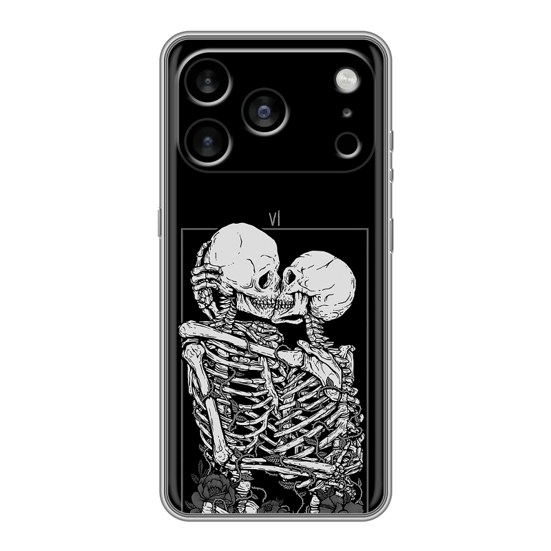 Силиконовый чехол на Iphone 17 Pro Max с принтом Поцелуй скелетов Силиконовый чехол на Iphone 17 Pro Max с принтом Поцелуй скелетов