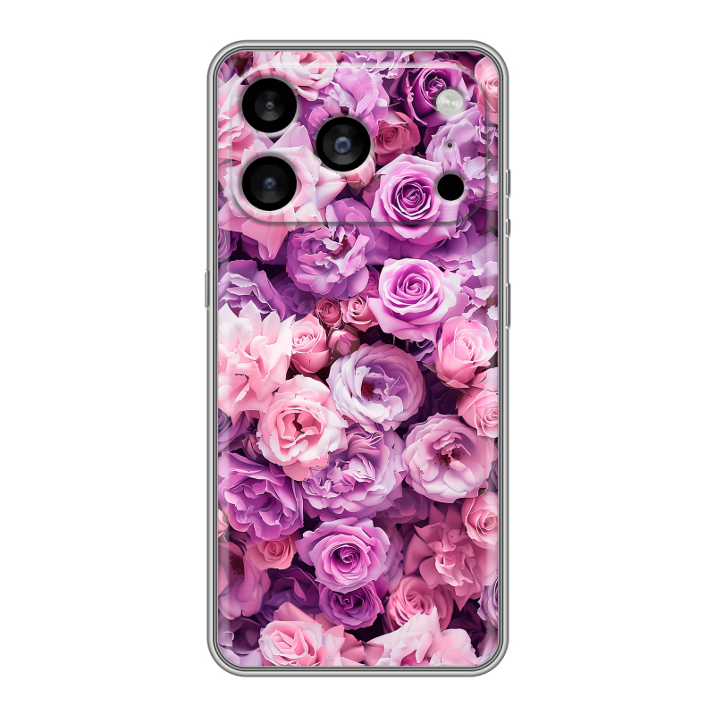 Силиконовый чехол на Iphone 17 Pro Max с принтом лавандовые розы Силиконовый чехол на Iphone 17 Pro Max с принтом лавандовые розы