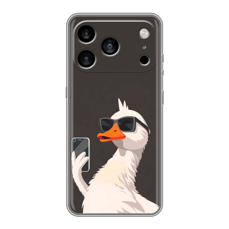Силиконовый чехол на Iphone 17 Pro Max с принтом утка в очках Силиконовый чехол на Iphone 17 Pro Max с принтом утка в очках