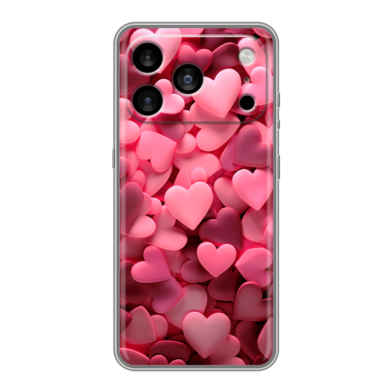 Силиконовый чехол на Iphone 17 Pro Max с принтом розовые сердечки Силиконовый чехол на Iphone 17 Pro Max с принтом розовые сердечки