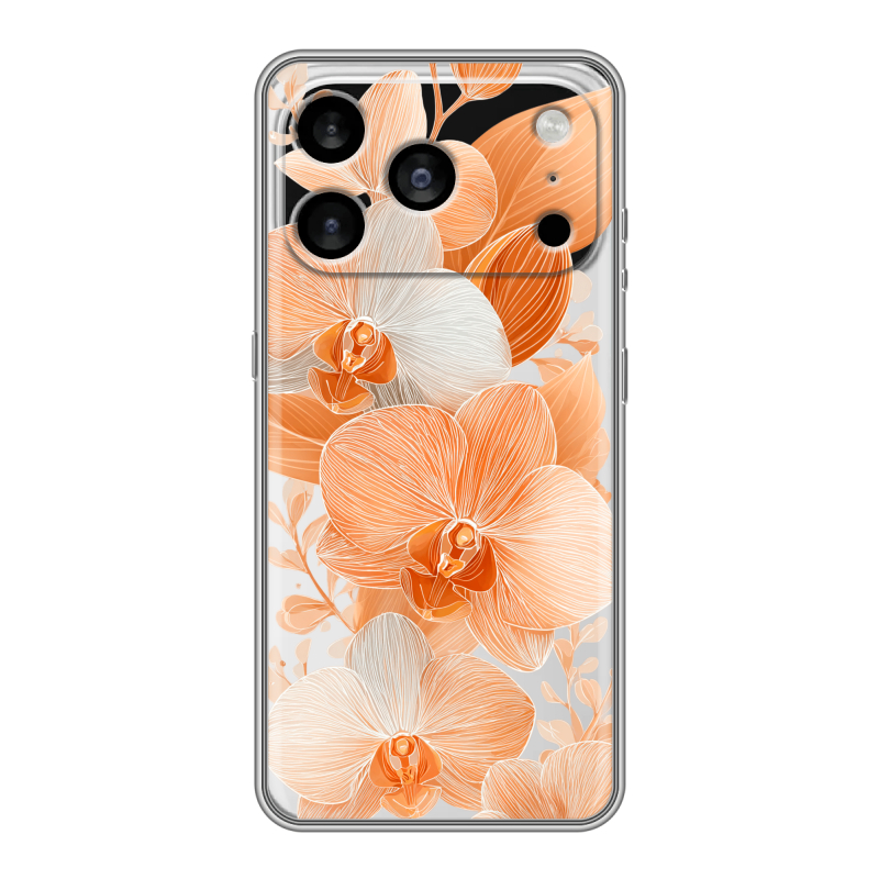 Силиконовый чехол на Iphone 17 Pro Max с принтом Бежевые цветы Силиконовый чехол на Iphone 17 Pro Max с принтом Бежевые цветы