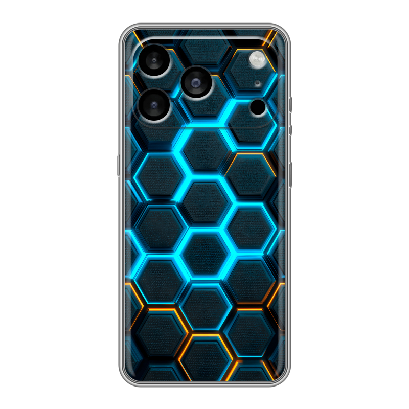 Силиконовый чехол на Iphone 17 Pro Max с принтом Неоновые соты Силиконовый чехол на Iphone 17 Pro Max с принтом Неоновые соты