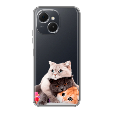 Силиконовый чехол на Tecno Spark 40C с принтом Кошки Силиконовый чехол на Tecno Spark 40C с принтом Кошки