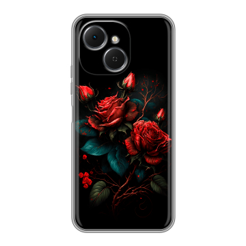 Силиконовый чехол на Tecno Spark 40C с принтом Розы красные Силиконовый чехол на Tecno Spark 40C с принтом Розы красные