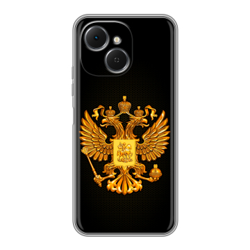 Силиконовый чехол на Tecno Spark 40C с принтом Герб России желтый Силиконовый чехол на Tecno Spark 40C с принтом Герб России желтый