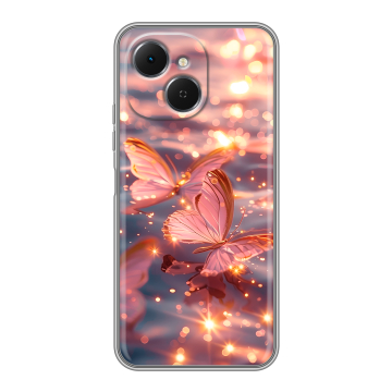 Силиконовый чехол на Tecno Spark 40C с принтом бабочки розовые Силиконовый чехол на Tecno Spark 40C с принтом бабочки розовые