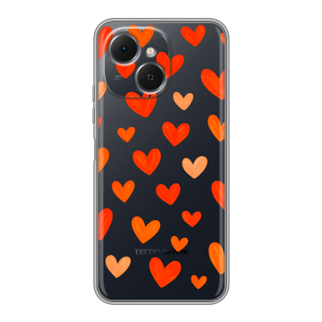 Силиконовый чехол на Tecno Spark 40C с принтом Сердечки