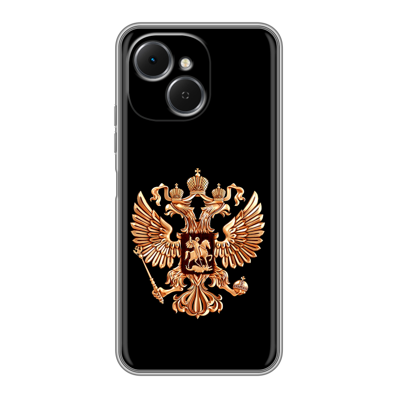 Силиконовый чехол на Tecno Spark 40C с принтом Герб России золотой Силиконовый чехол на Tecno Spark 40C с принтом Герб России золотой