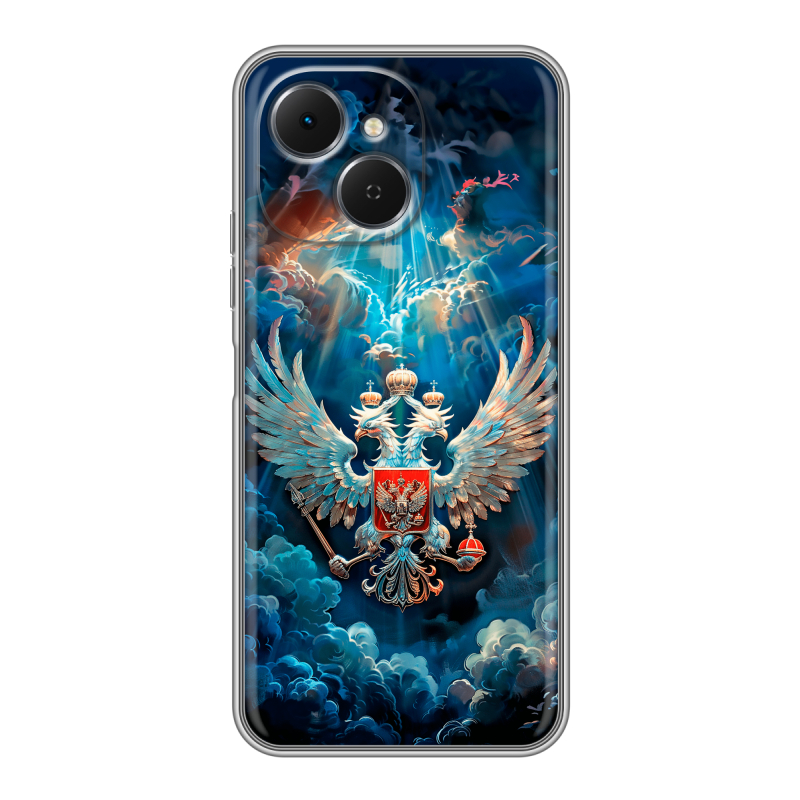 Силиконовый чехол на Tecno Spark 40C с принтом Герб флаг России Силиконовый чехол на Tecno Spark 40C с принтом Герб флаг России